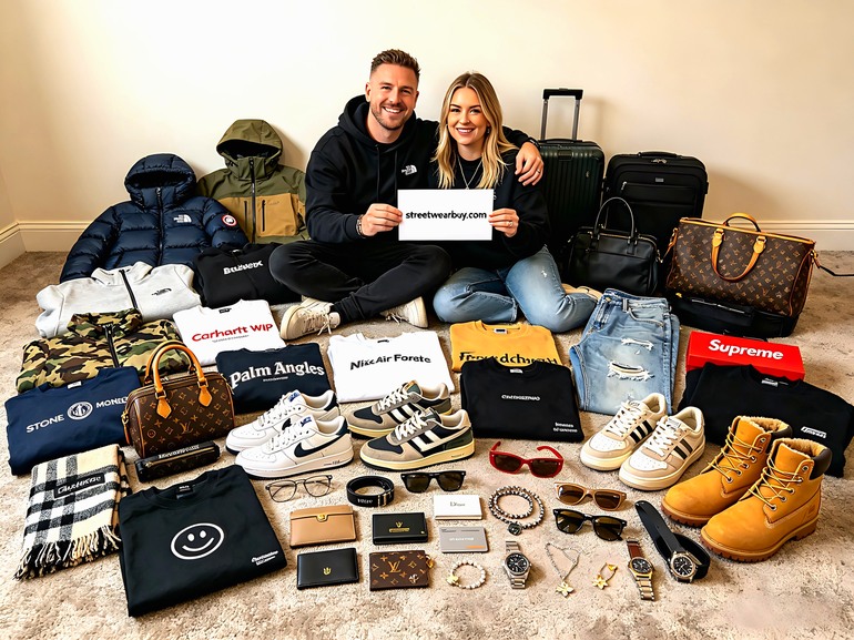 Rep haul showing clothing, shoes and accessories from Pandabuy alternatives